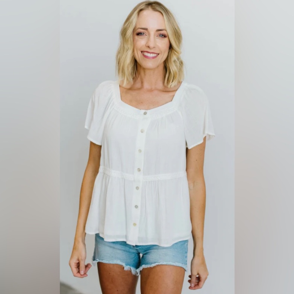 Women's White Button-Down Top